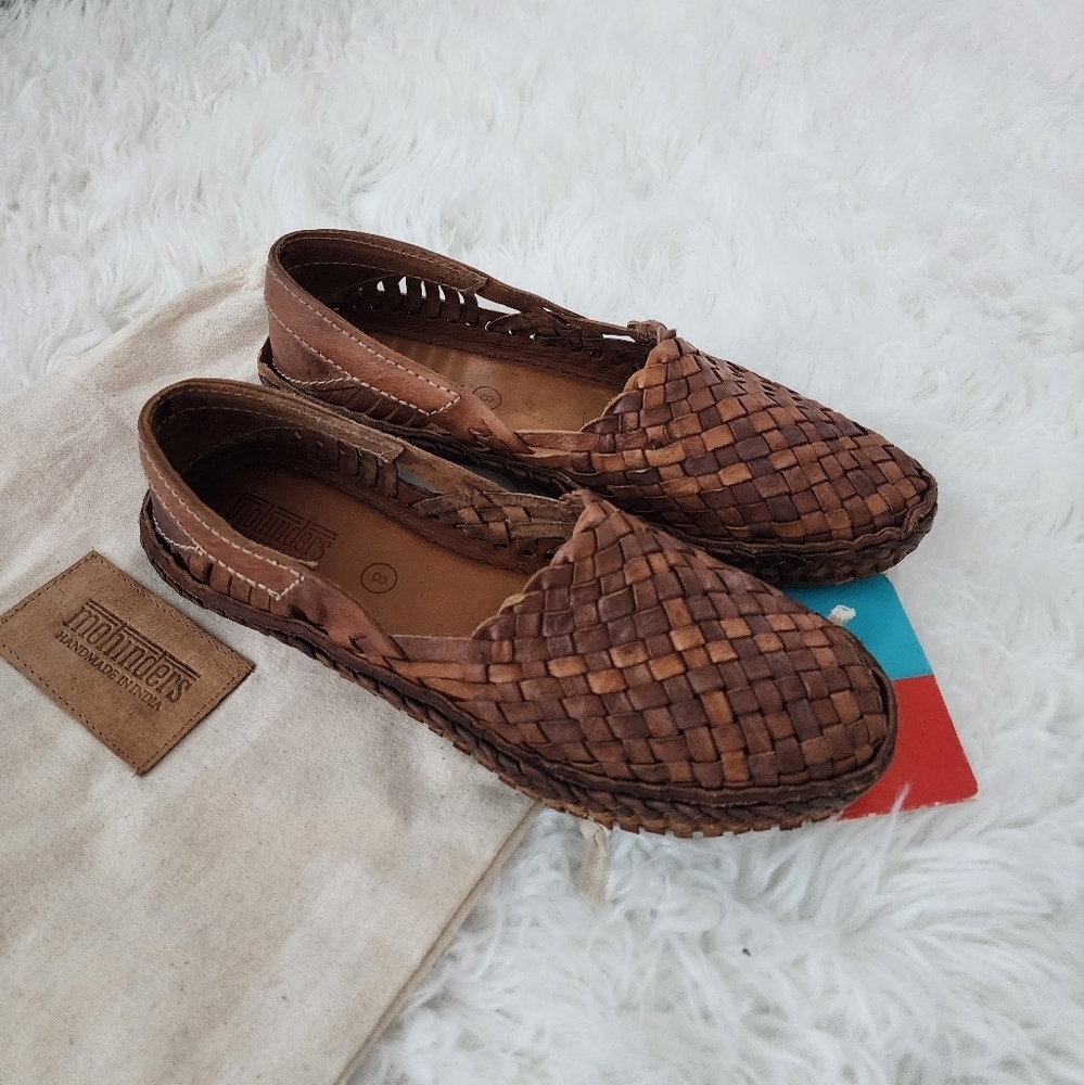 Brown Woven Leather Loafers - Picture 2 of 9